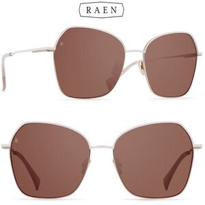 RAEN ZHANA S880 TITANIUM SILK/TEAK GEOMETRIC SUNGLASSES. 57mm